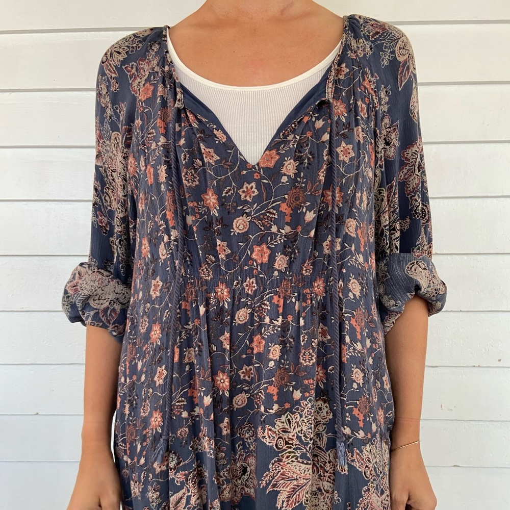 Free People Boho Floral Peasant Dress sz S